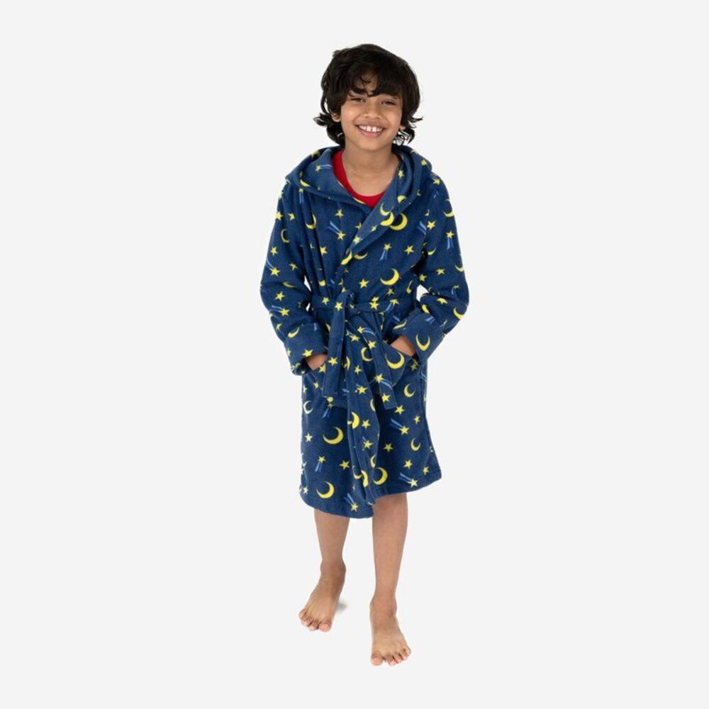 Leveret Kids Fleece Hooded Robe Moon 6